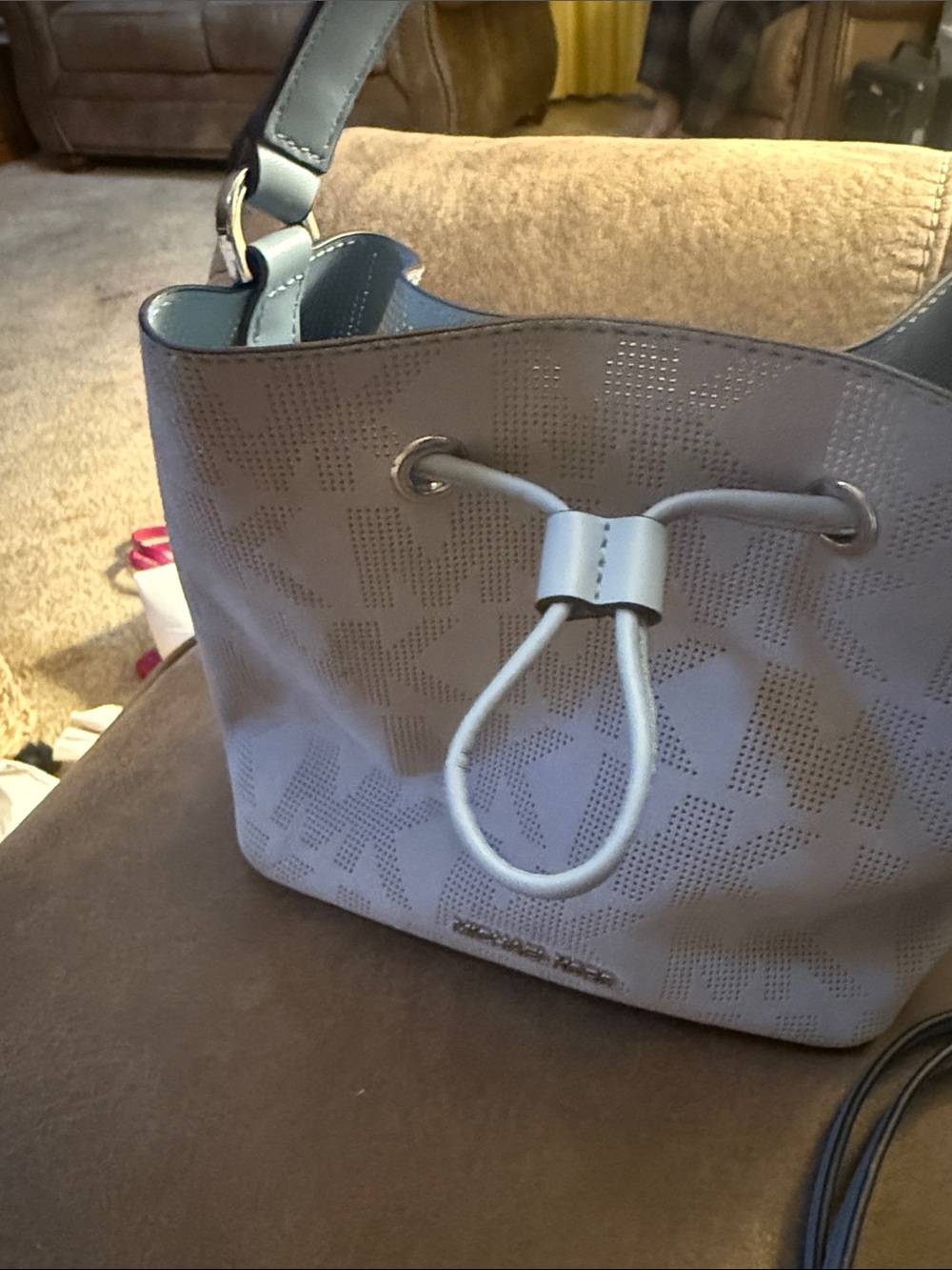 Michael Kors Blue Drawstring Handbag